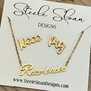 Arkansas Razorback Gift Set Razorbacks Necklace and Wooo Pig Earrings