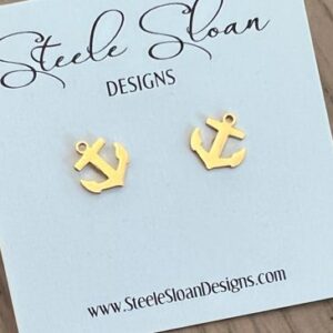 Anchor earrings - Gold Hypoallergenic Tarnish Resistant